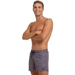 Arena Allover Beach Badehose Grün//lila/blau