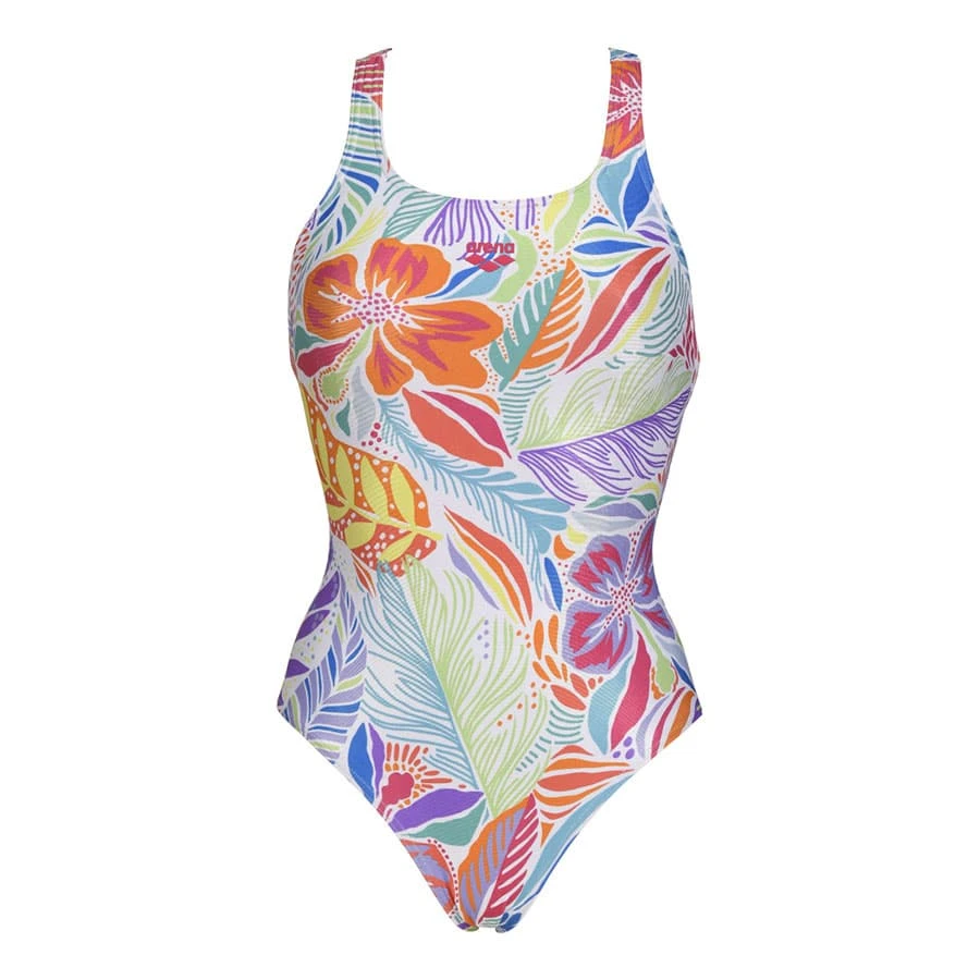 Arena Allover Pro Damen Badeanzug Grün/orange/lila 3 Arena Allover Pro Damen Badeanzug Grün/orange/lila