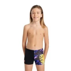 Arena Crazy Style Jungen Badehose Schwarz/gelb/lila