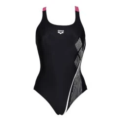 Arena Graphic Pro Damen Badeanzug Schwarz/rosa